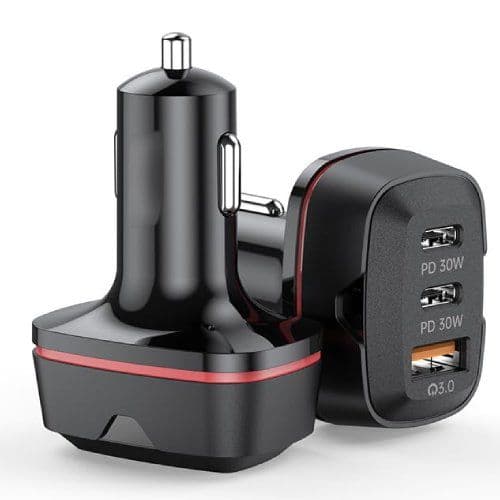 Dual USB C Car Charger, 60W PD (30W + 30W) Super Fast Charging Adapter Metal image 3
