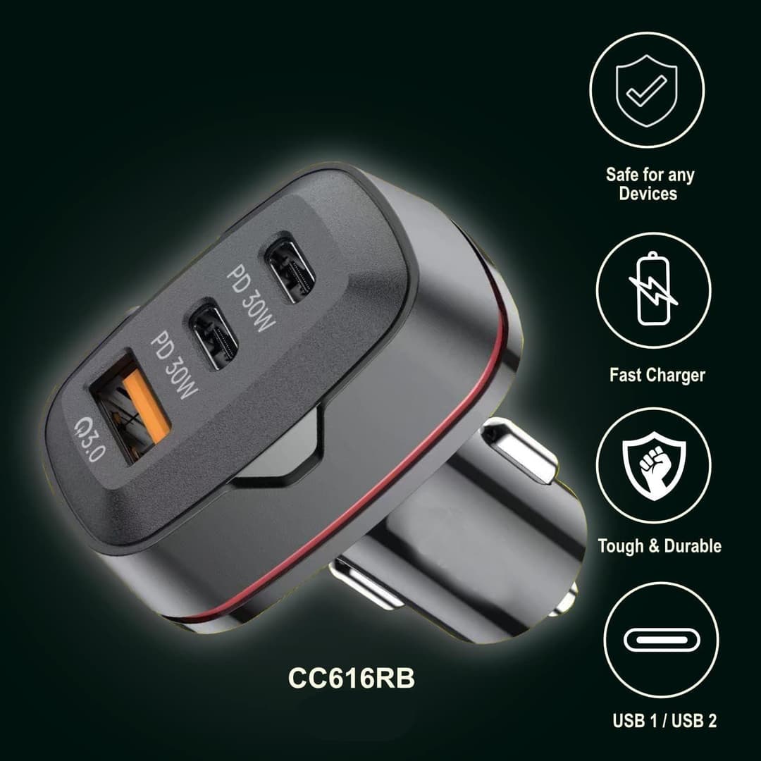 Dual USB C Car Charger, 60W PD (30W + 30W) Super Fast Charging Adapter Metal image 6